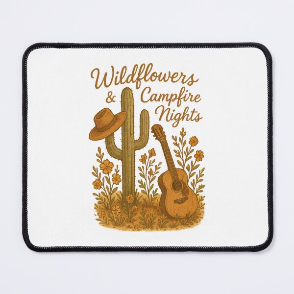 Item preview, Wildflowers & Campfire Nights – Rustic Country Guitar & Desert Cactus Design designed and sold by inkoutninja.