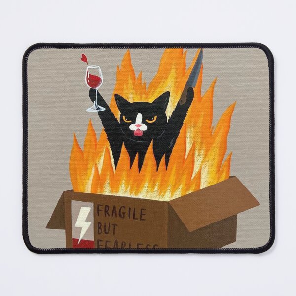 Item preview, Fragile but Fearless Cat – Funny Chaos Meme designed and sold by rihabo.