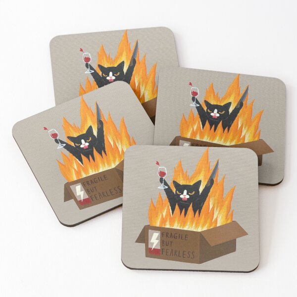 Item preview, Fragile but Fearless Cat – Funny Chaos Meme designed and sold by rihabo.