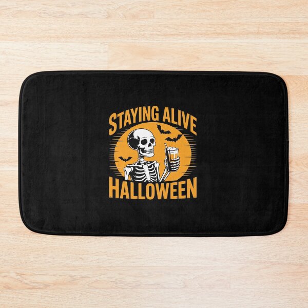 Item preview, Staying Alive - Funny Halloween Skeleton Drinking Coffee designed and sold by JonBarnes22.