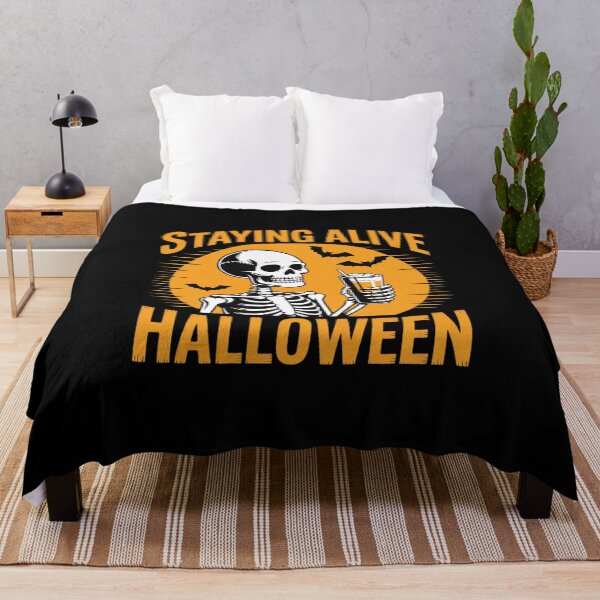 Item preview, Staying Alive - Funny Halloween Skeleton Drinking Coffee designed and sold by JonBarnes22.
