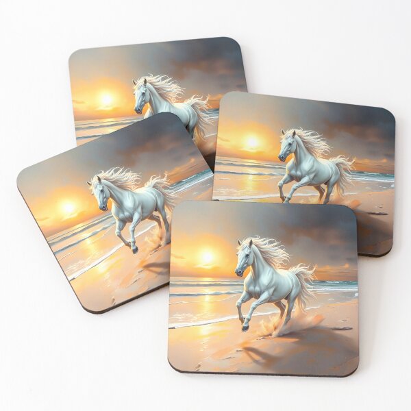 Item preview, White Horse at Sunset: Dashing along the Coast designed and sold by SolaoLab.
