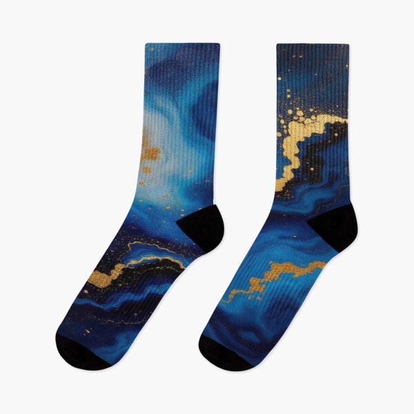 Item preview, Blue Vortex – Flowing Elegance in Gold and Deep Ocean Tones designed and sold by FotoworldEdel.
