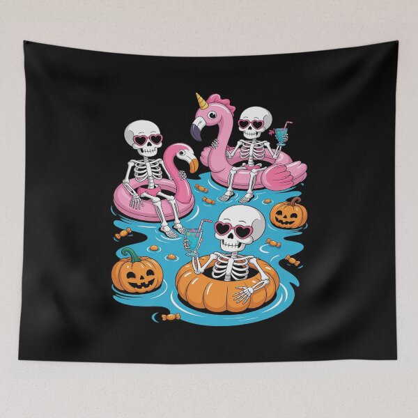 Item preview, Summerween Skeleton Flamingo Just Waiting for Halloween designed and sold by JonBarnes22.