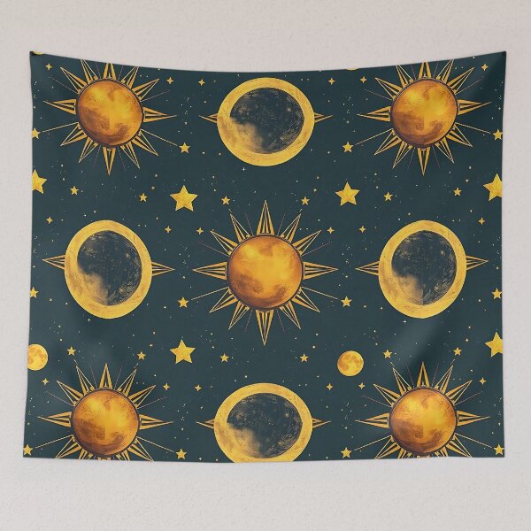 Item preview, Celestial Sun Moon and Stars Pattern designed and sold by JavisSRDesign.