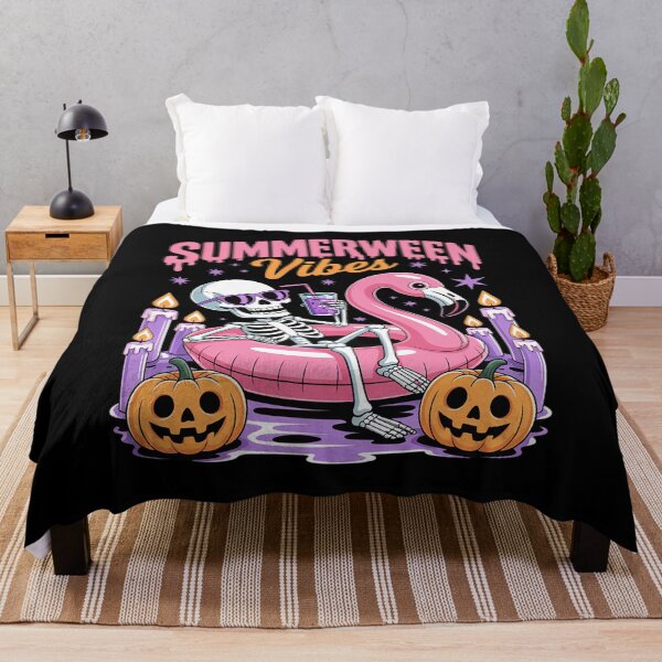 Item preview, Summerween Vibes Spooky Skeleton Flamingo Pool Halloween designed and sold by JulienAureo.