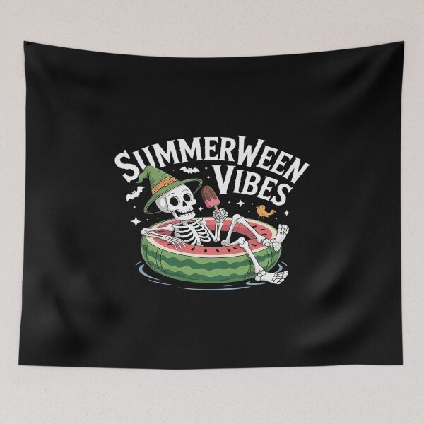 Item preview, Summerween Vibes Spooky Skeleton Halloween Beach Watermelon designed and sold by JulienAureo.