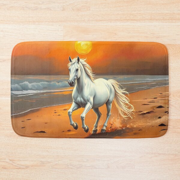 Item preview, White Horse at Sunset: A Majestic Seascape Run designed and sold by SolaoLab.