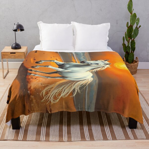 Item preview, White Horse at Sunset: A Majestic Seascape Run designed and sold by SolaoLab.