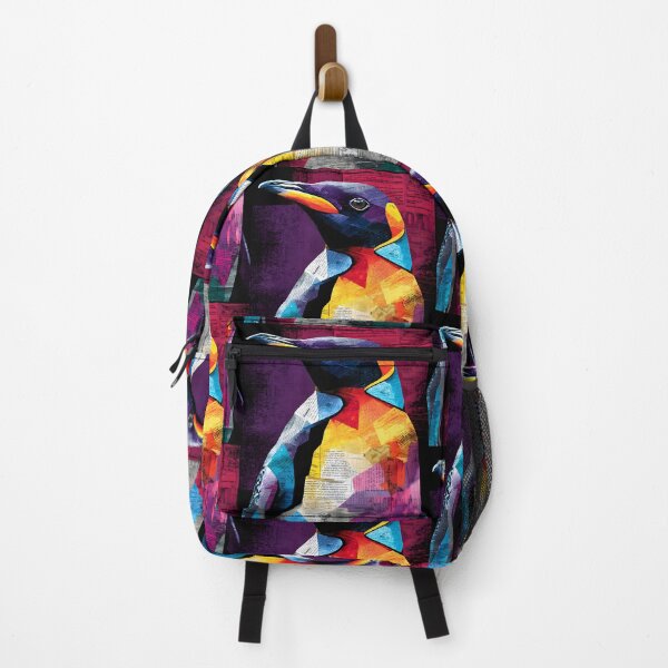 Item preview, Dynamic Penguin Portrait - Bright Mixed Media Design Bursting with Life designed and sold by OlfactoART Studio.
