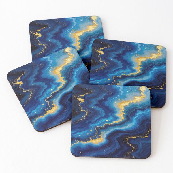 Item preview, Blue Vortex – Flowing Elegance in Gold and Deep Ocean Tones designed and sold by FotoworldEdel.