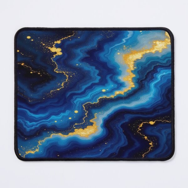 Item preview, Blue Vortex – Flowing Elegance in Gold and Deep Ocean Tones designed and sold by FotoworldEdel.