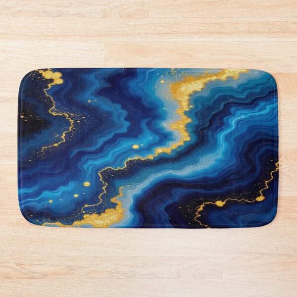 Item preview, Blue Vortex – Flowing Elegance in Gold and Deep Ocean Tones designed and sold by FotoworldEdel.