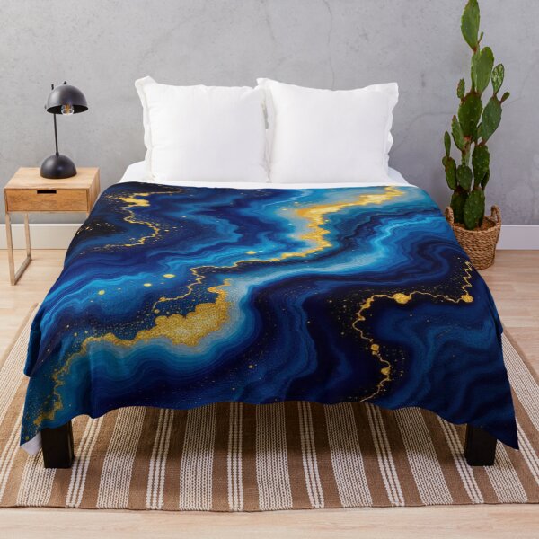 Item preview, Blue Vortex – Flowing Elegance in Gold and Deep Ocean Tones designed and sold by FotoworldEdel.