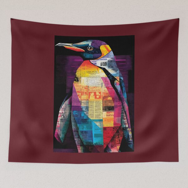 Item preview, Rise of the Penguin - Dynamic Abstract Portrait with Textured Mixed Media Design designed and sold by OlfactoART Studio.