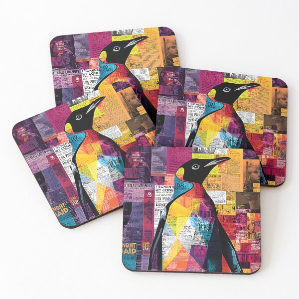 Item preview, March of the Penguin - Dynamic Silhouette with Energetic Mixed Media Background designed and sold by OlfactoART Studio.