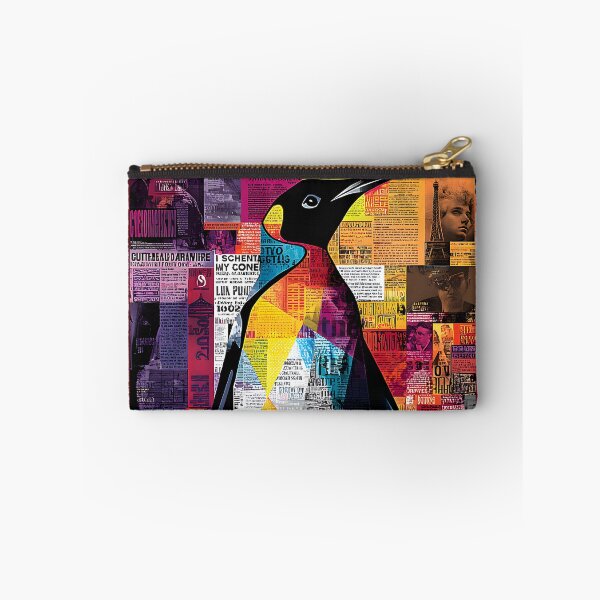 Item preview, March of the Penguin - Dynamic Silhouette with Energetic Mixed Media Background designed and sold by OlfactoART Studio.