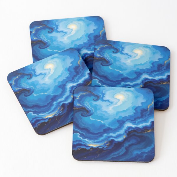 Item preview, Blue Vortex – Flowing Elegance in Gold and Deep Ocean Tones designed and sold by FotoworldEdel.