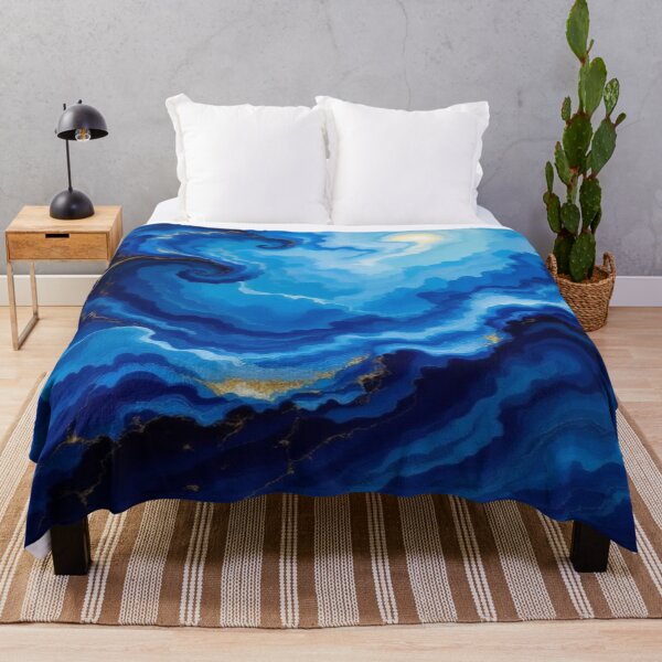 Item preview, Blue Vortex – Flowing Elegance in Gold and Deep Ocean Tones designed and sold by FotoworldEdel.