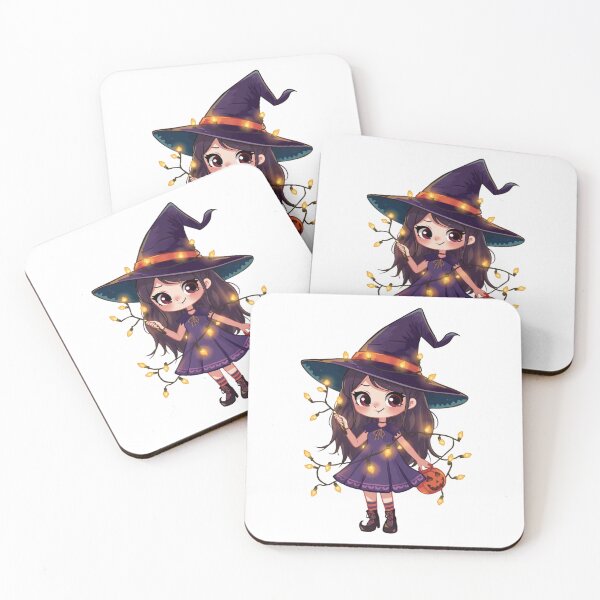 Item preview, Kawaii Witch Girl with Halloween Lights designed and sold by Medeea Publishing.