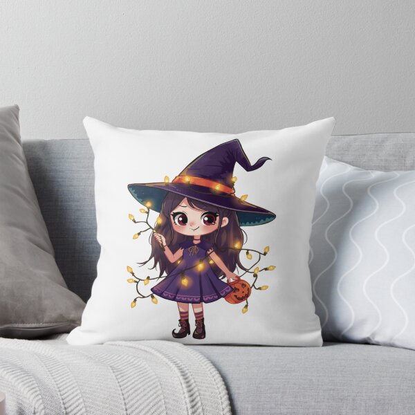 Item preview, Kawaii Witch Girl with Halloween Lights designed and sold by Medeea Publishing.