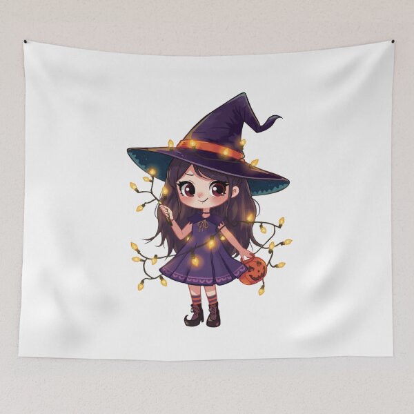 Item preview, Kawaii Witch Girl with Halloween Lights designed and sold by Medeea Publishing.