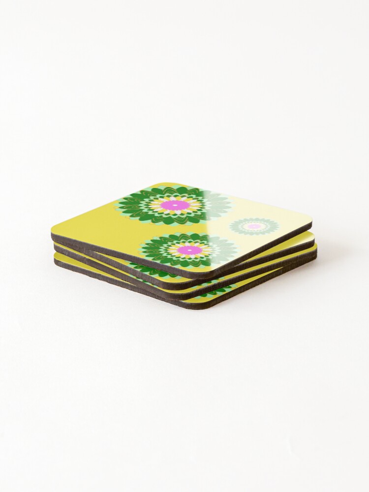 Thumbnail 4 of 5, Coasters (Set of 4), Design 89 - Abstract Floral Geometry Pattern designed and sold by Manoella1.