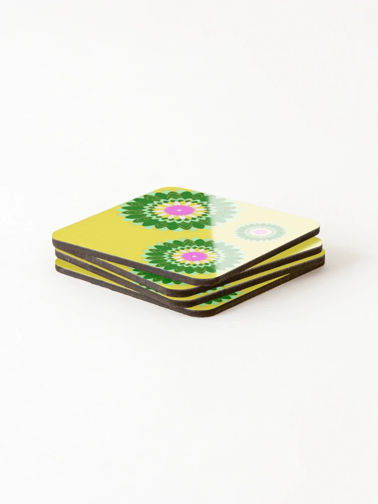 Thumbnail 4 of 5, Coasters (Set of 4), Design 89 - Abstract Floral Geometry Pattern designed and sold by Manoella Free Art.