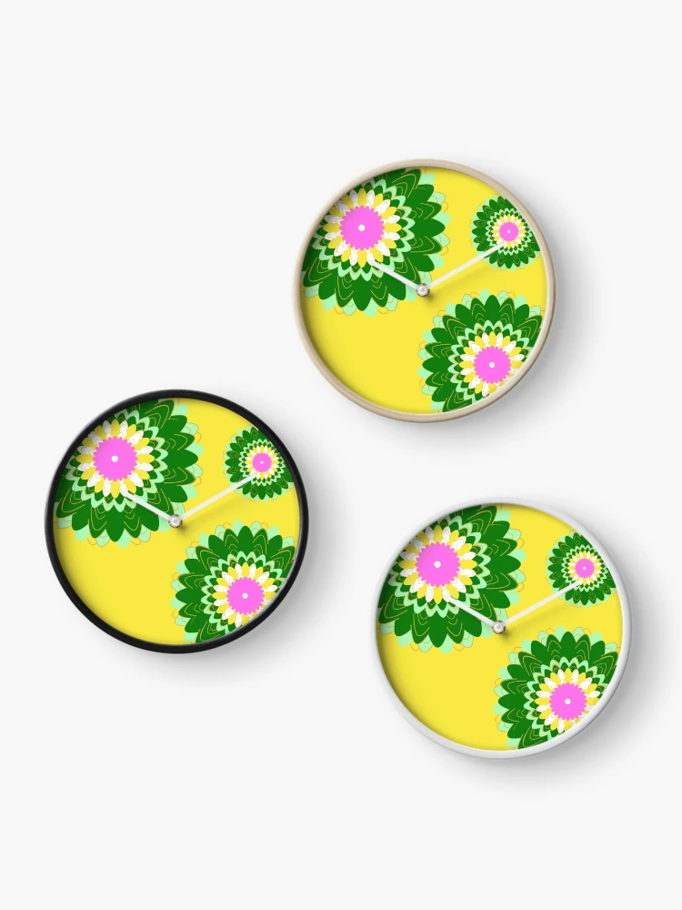 Thumbnail 3 of 4, Clock, Design 89 - Abstract Floral Geometry Pattern designed and sold by Manoella Free Art.