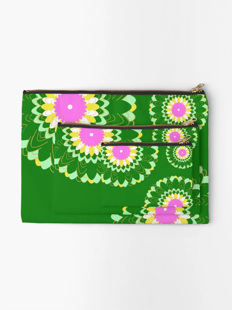 Thumbnail 2 of 4, Zipper Pouch, Design 89 - Abstract Floral Geometry Pattern designed and sold by Manoella Free Art.