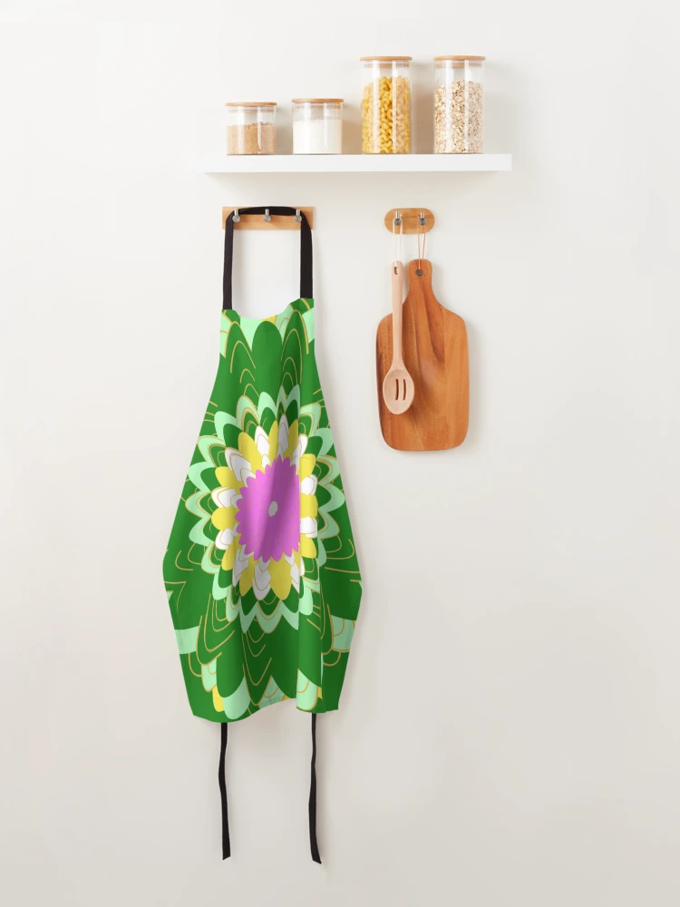 Thumbnail 4 of 6, Apron, Design 89 - Abstract Floral Geometry Pattern designed and sold by Manoella Free Art.
