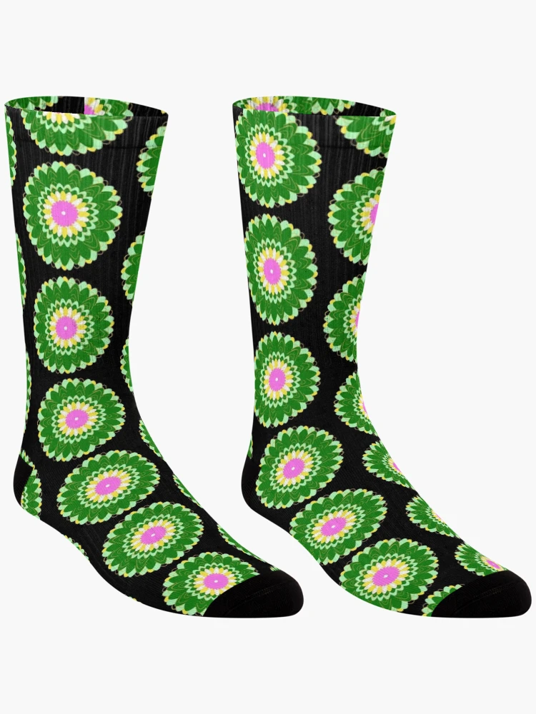 Thumbnail 3 of 5, Socks, Design 89 - Abstract Floral Geometry Pattern designed and sold by Manoella Free Art.