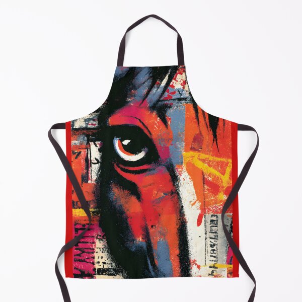 Item preview, Power of the Horse - Dynamic Close-Up with Striking Red, Orange, and Blue Strokes designed and sold by OlfactoART Studio.