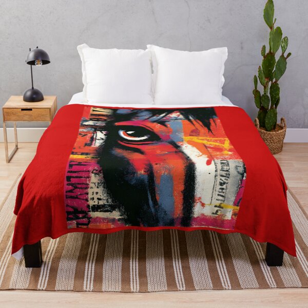 Item preview, Power of the Horse - Dynamic Close-Up with Striking Red, Orange, and Blue Strokes designed and sold by OlfactoART Studio.