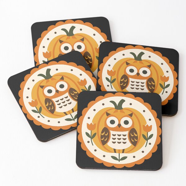 Item preview, Halloween Owl in Bright Pumpkin - heidiannemorris Scandinavian Folk Art designed and sold by FOLK ART FUSION by heidiannemorris.