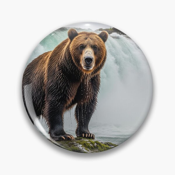 Item preview, Grizzly Bear by a Powerful Waterfall designed and sold by ART-POD-PL.