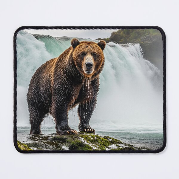 Item preview, Grizzly Bear by a Powerful Waterfall designed and sold by ART-POD-PL.