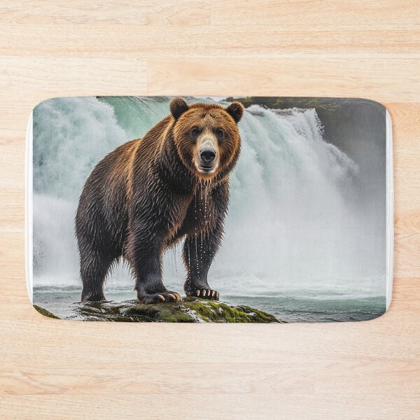 Item preview, Grizzly Bear by a Powerful Waterfall designed and sold by ART-POD-PL.