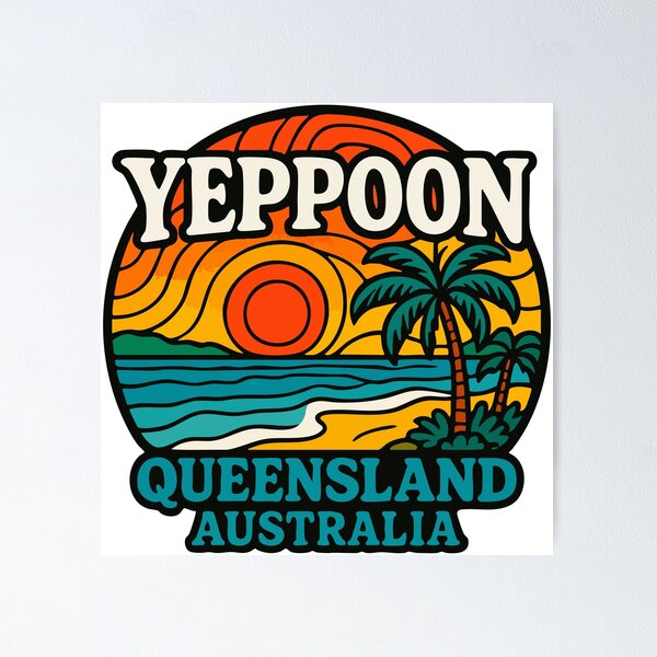 Item preview, Yeppoon Queensland Australia Beach Landscape Retro designed and sold by TomFrontierArt.