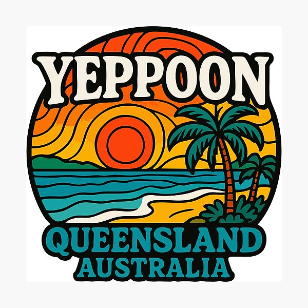 Item preview, Yeppoon Queensland Australia Beach Landscape Retro designed and sold by TomFrontierArt.