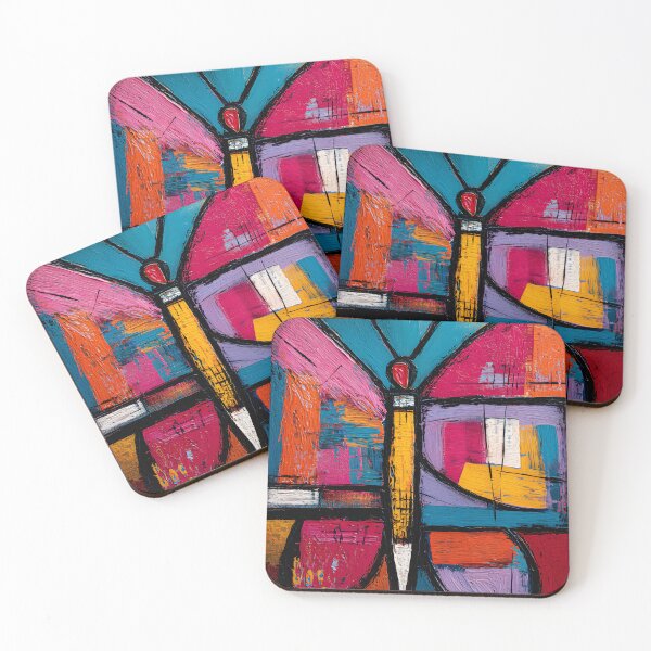 Item preview, Rise of the Butterfly Spirit - Dynamic Abstract Design in Red, Blue, and Yellow designed and sold by OlfactoART Studio.