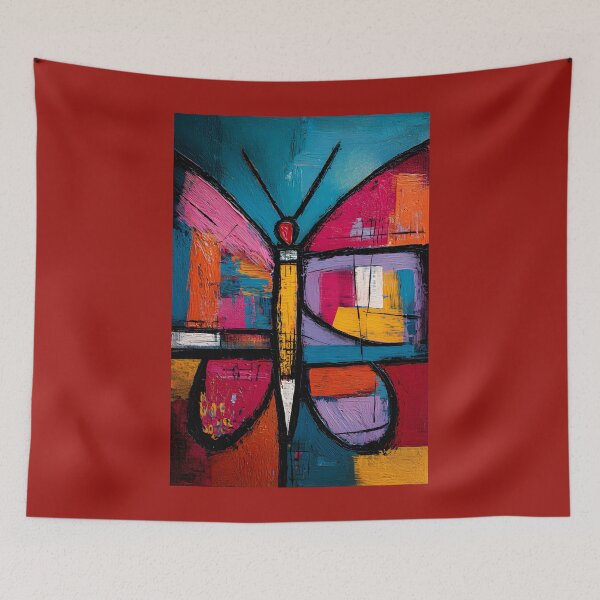 Item preview, Rise of the Butterfly Spirit - Dynamic Abstract Design in Red, Blue, and Yellow designed and sold by OlfactoART Studio.