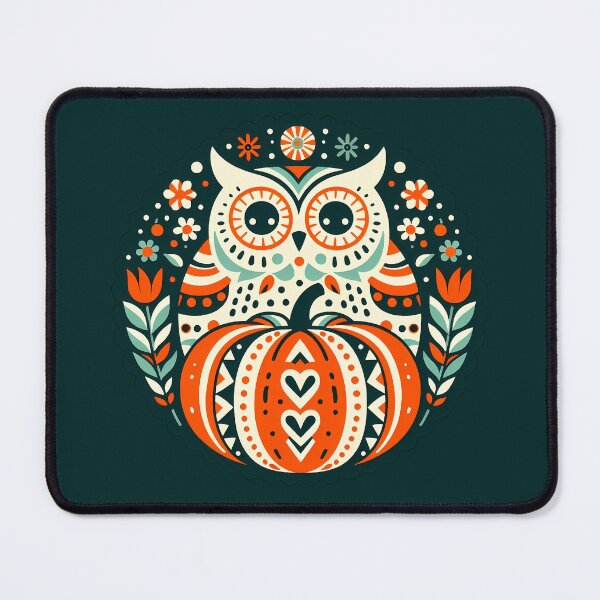 Item preview, Halloween Owl with Heart Pumpkin - heidiannemorris Scandinavian Folk Art designed and sold by FOLK ART FUSION by heidiannemorris.