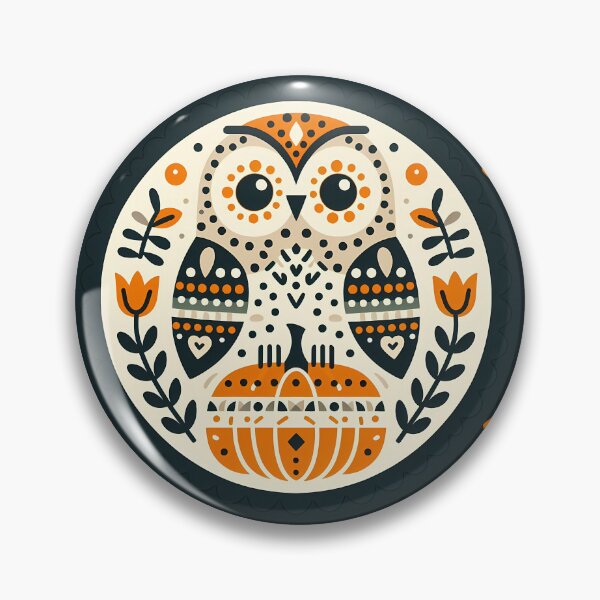 Item preview, Halloween Owl with Leaf Wings - heidiannemorris Scandinavian Folk Art designed and sold by FOLK ART FUSION.