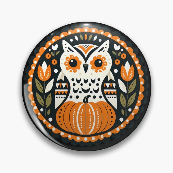 Item preview, Halloween Owl with Pumpkin Base - heidiannemorris Scandinavian Folk Art designed and sold by FOLK ART FUSION.