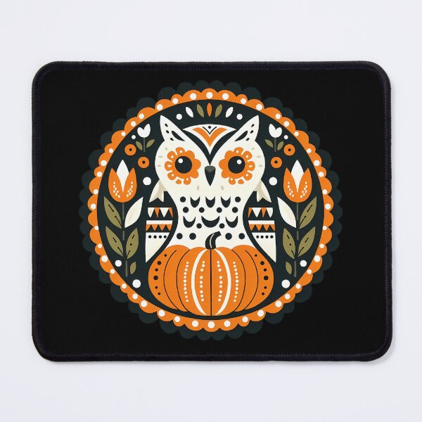 Item preview, Halloween Owl with Pumpkin Base - heidiannemorris Scandinavian Folk Art designed and sold by FOLK ART FUSION.