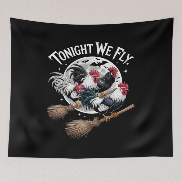 Item preview, Tonight We Fly Funny Chicken Witches Halloween designed and sold by tabdejinti.