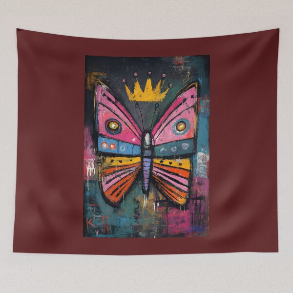 Item preview, Crowned Butterfly Flight - Dynamic Colorful Design with Energetic Shapes designed and sold by OlfactoART Studio.