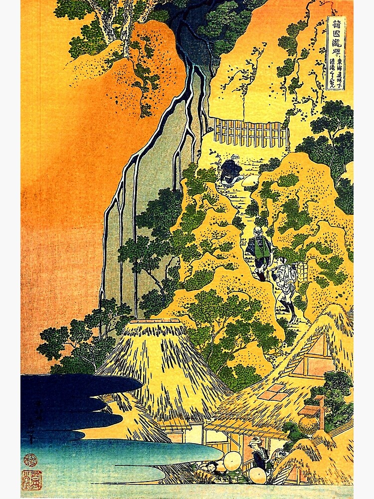 'Waterfalls in All Provinces' by Katsushika Hokusai (Reproduction) by RozAbellera