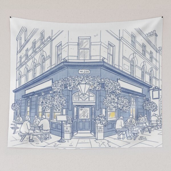 Item preview, Londoners Life Pub Illustration | Vintage London Street Art T-Shirt, Mug & Tote Bag Gift designed and sold by Design by Nelif.